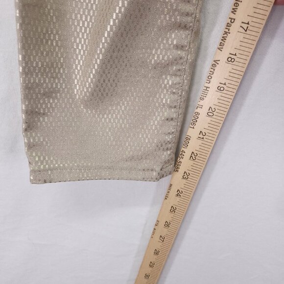 Bevy Flog Metallic Capri Pants Size 27 Gold Grid Drawstring Elastic Waist 23" - Picture 10 of 15